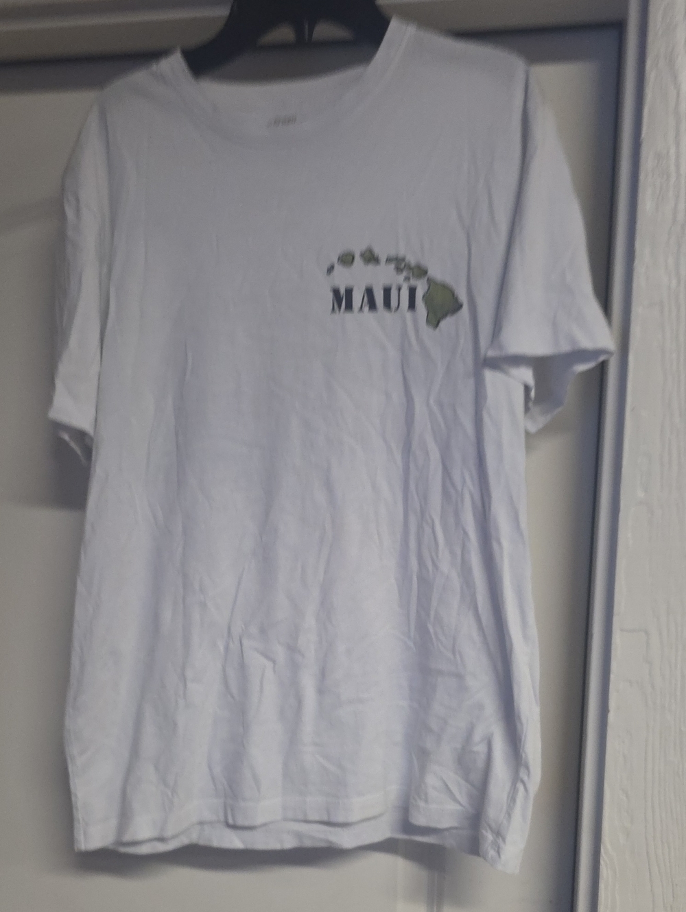 Maui Short Sleeve Crewneck T-Shirt - White with Green Graphic